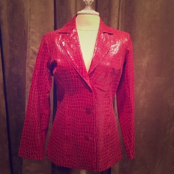 Dialogue Jackets & Blazers - Like new! Embossed Leather Blazer